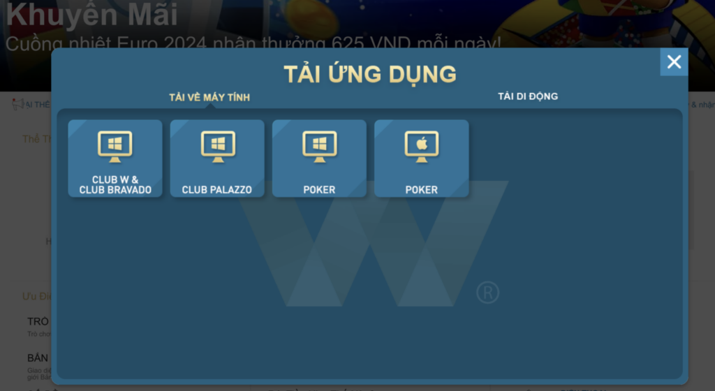 Tải App W88 về máy tính